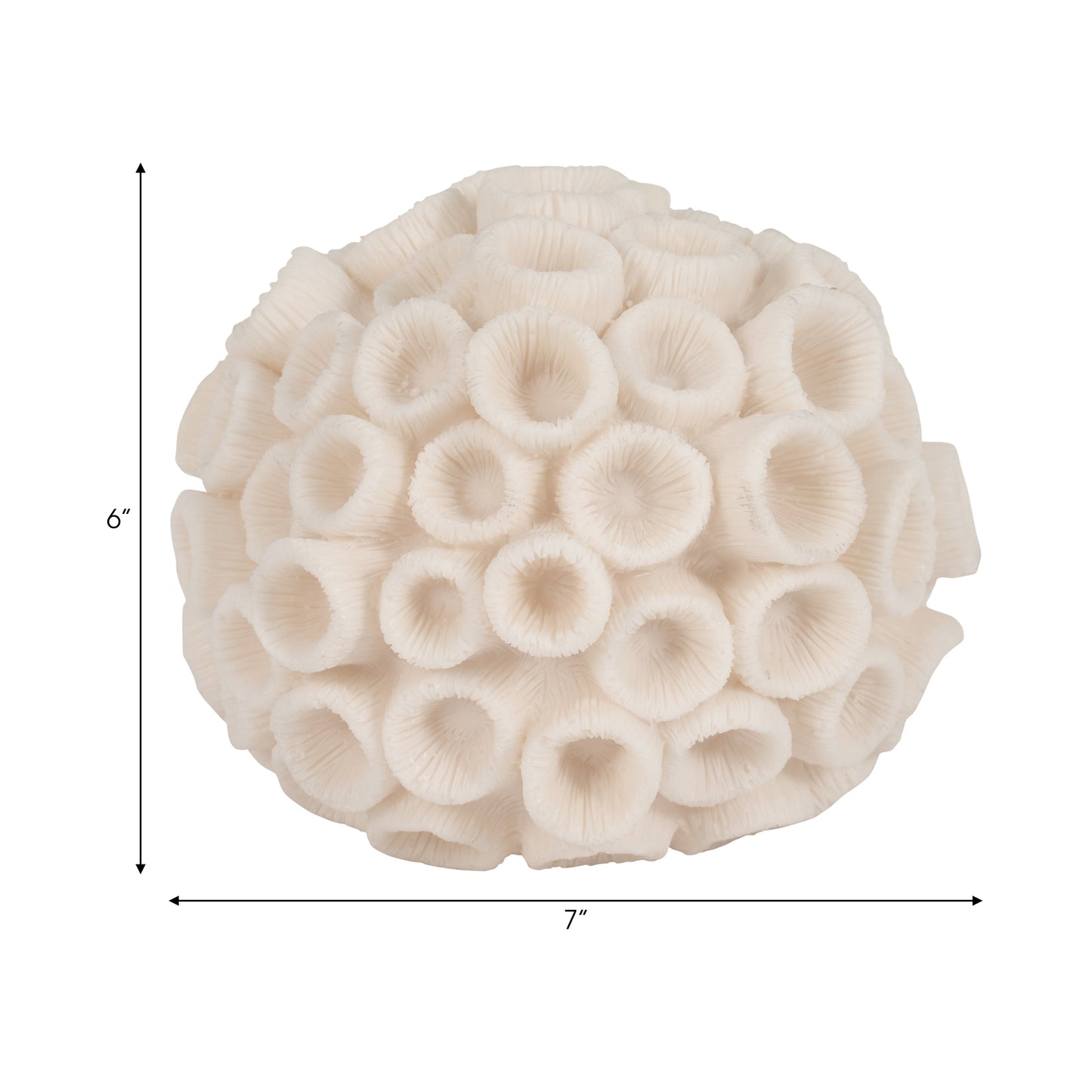 7" Round Coral Orb, Ivory