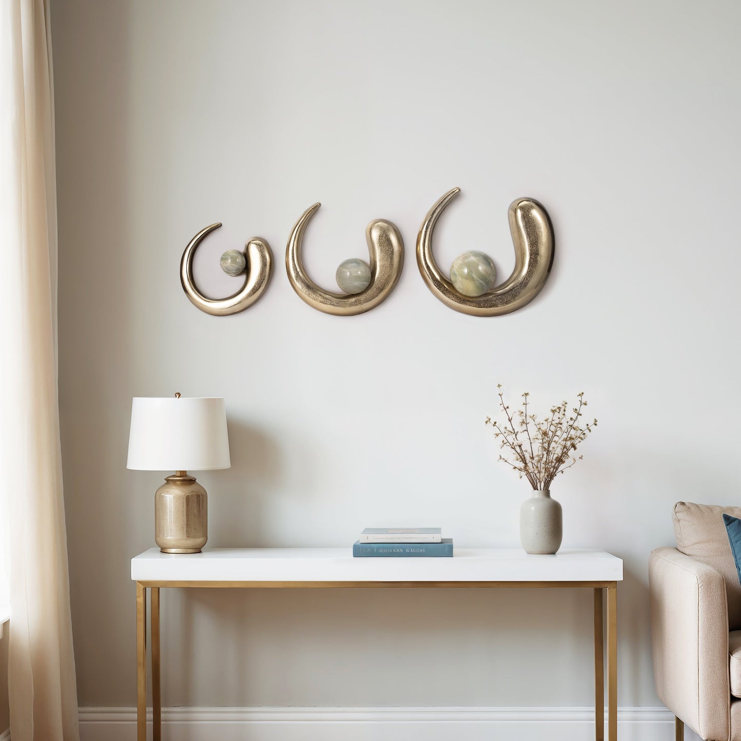 S/3 10/13/15" Amrita Gold Ring Wall Decor