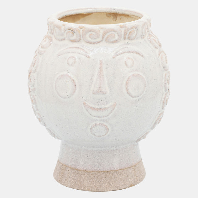 6" GRANDMA FACE PLANTER, IVORY