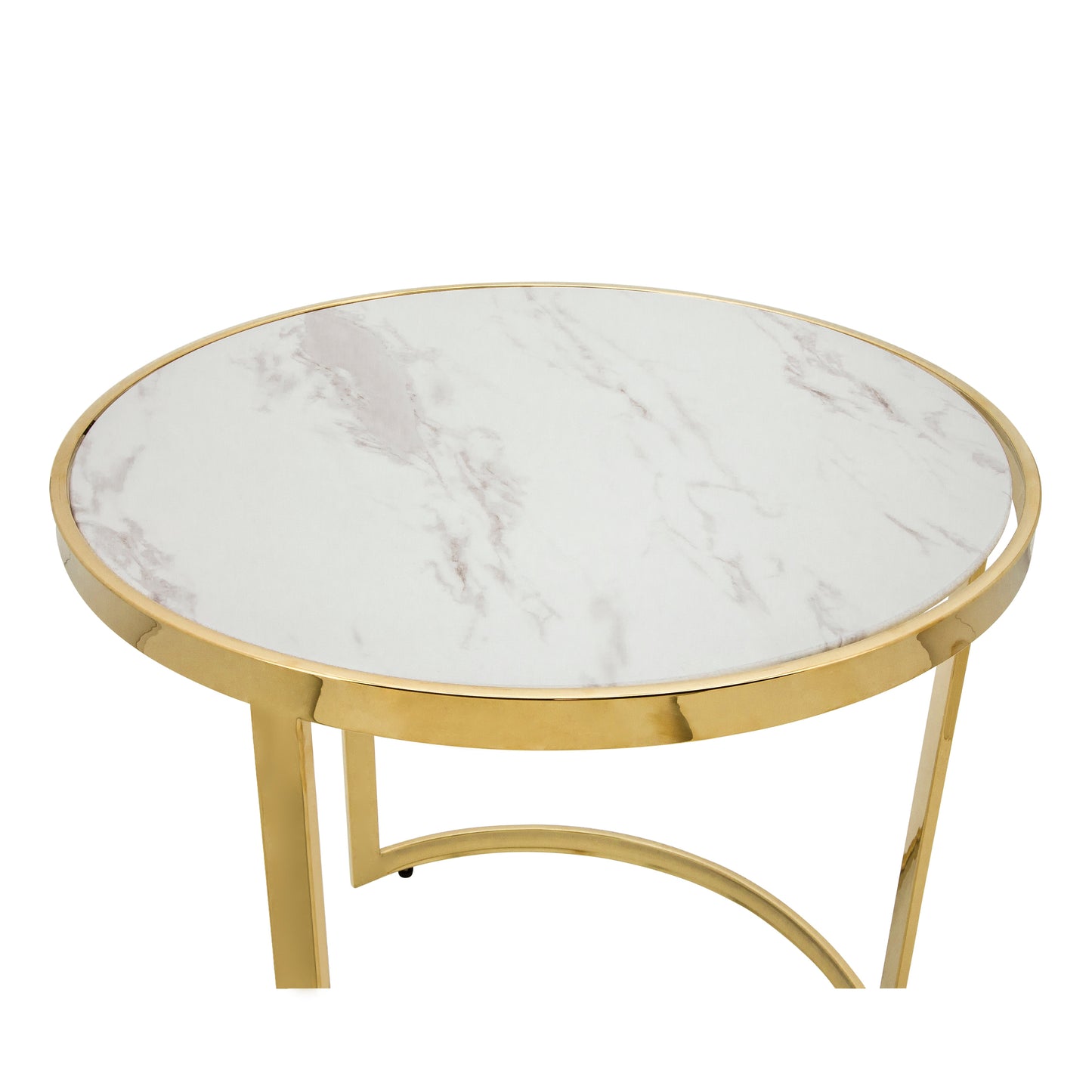 S/2 METAL ROUND SIDE TABLE, GOLD