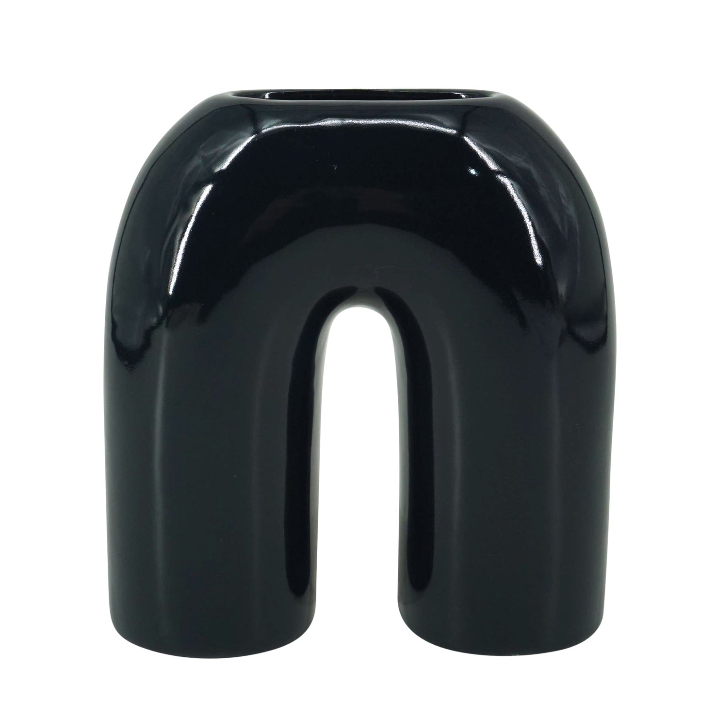 CER, 8" HORSESHOE VASE, NAVY BLUE