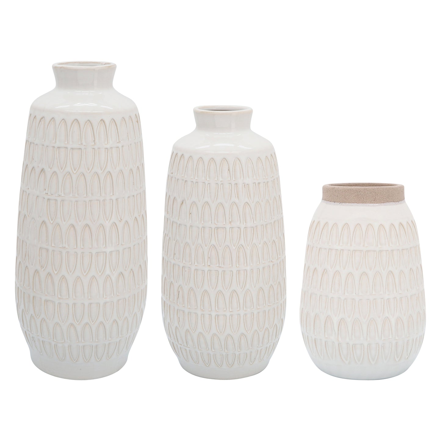 16945-03 CER, 12"H CARVED VASE, MUSTARD GOLD( Sagebrook Home )