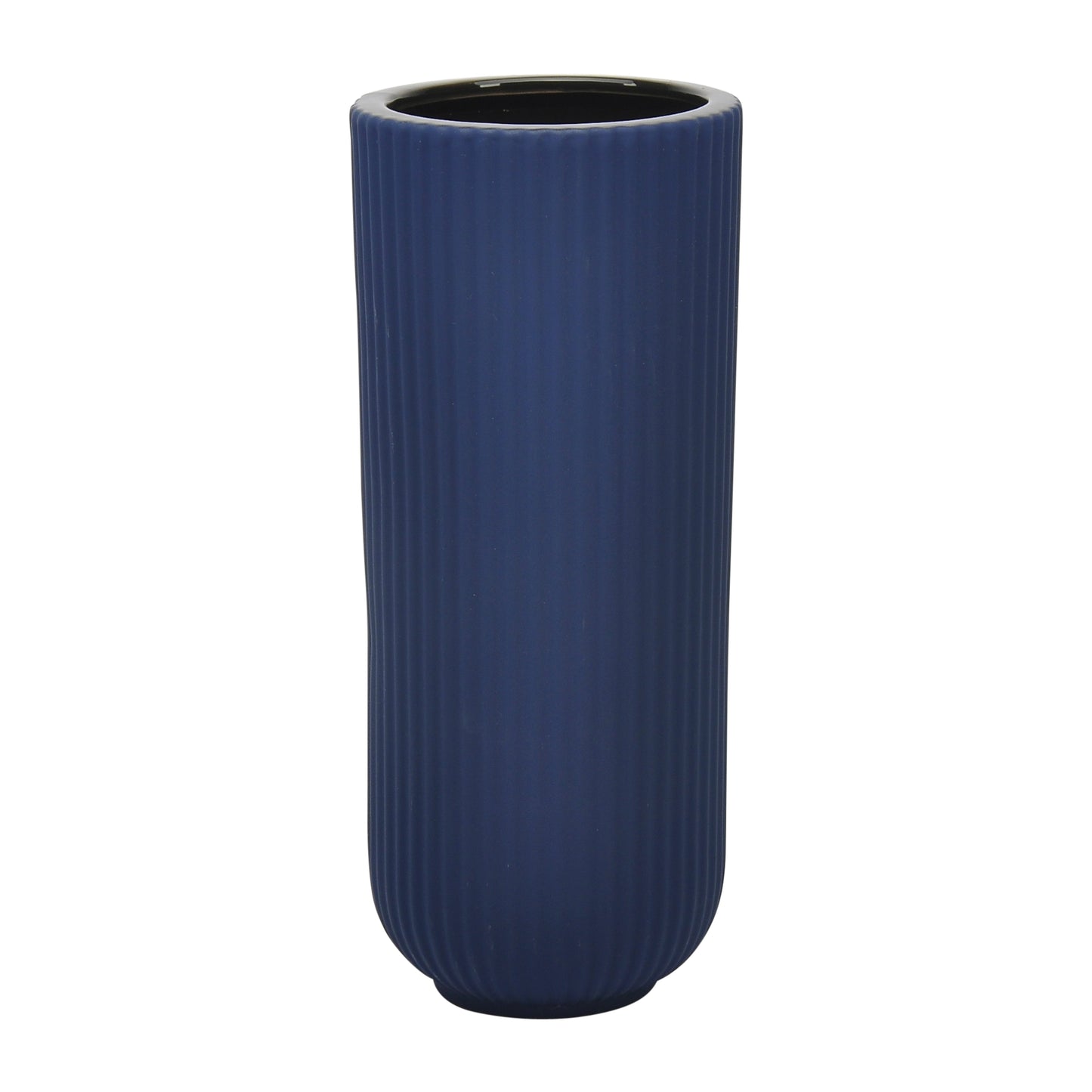 17122-15 CER, 11"H RIDGED VASE, BLACK( Sagebrook Home )