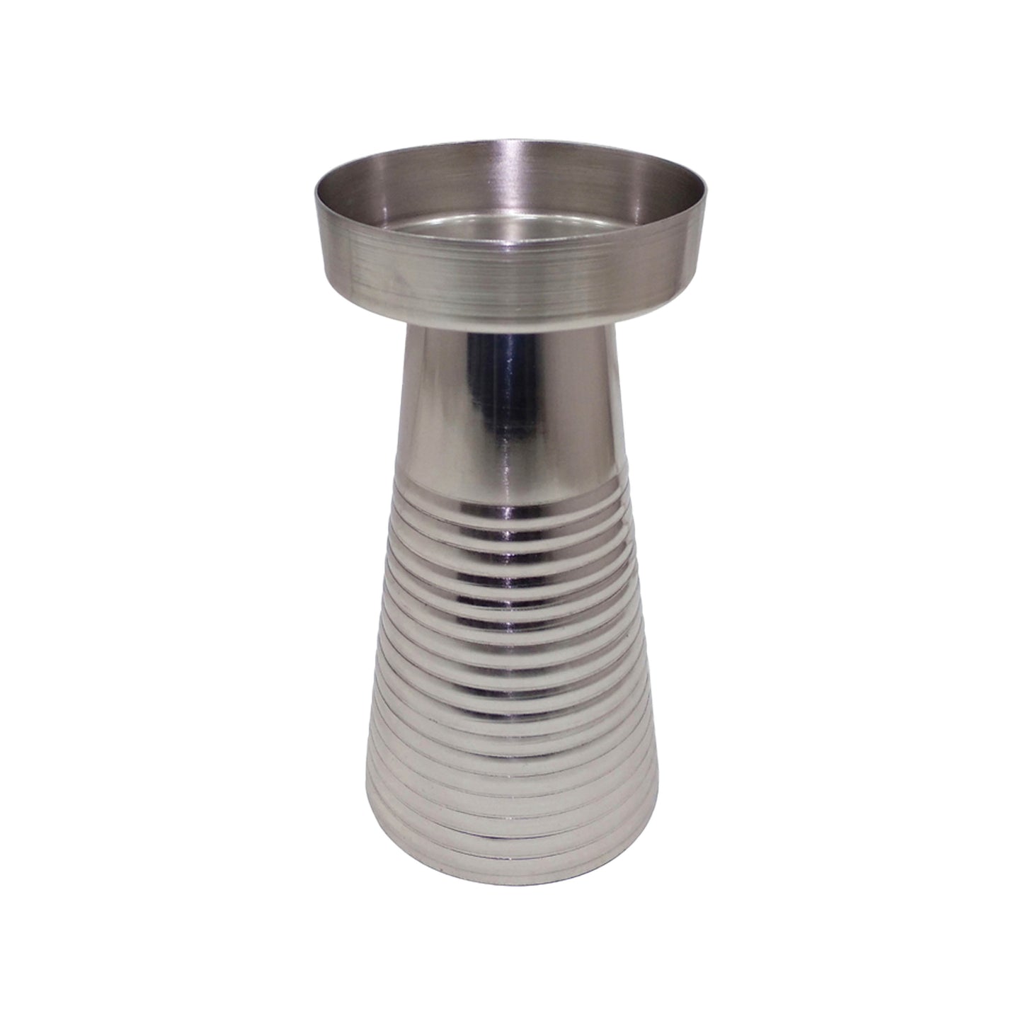 METAL, 8"H STRIPED PILLAR, SILVER