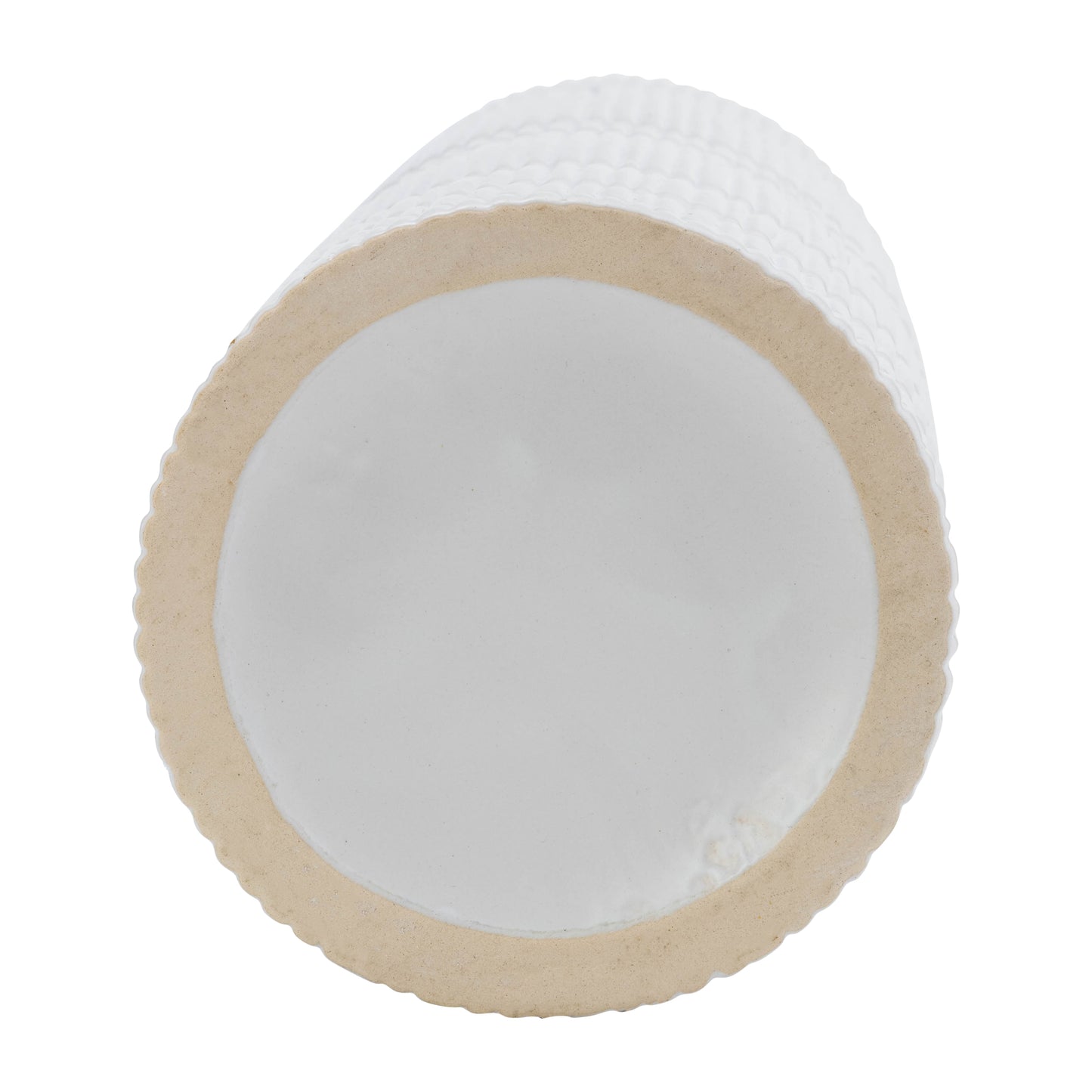 17919-02 CER, 16"H RIDGED VASE, WHITE( Sagebrook Home )