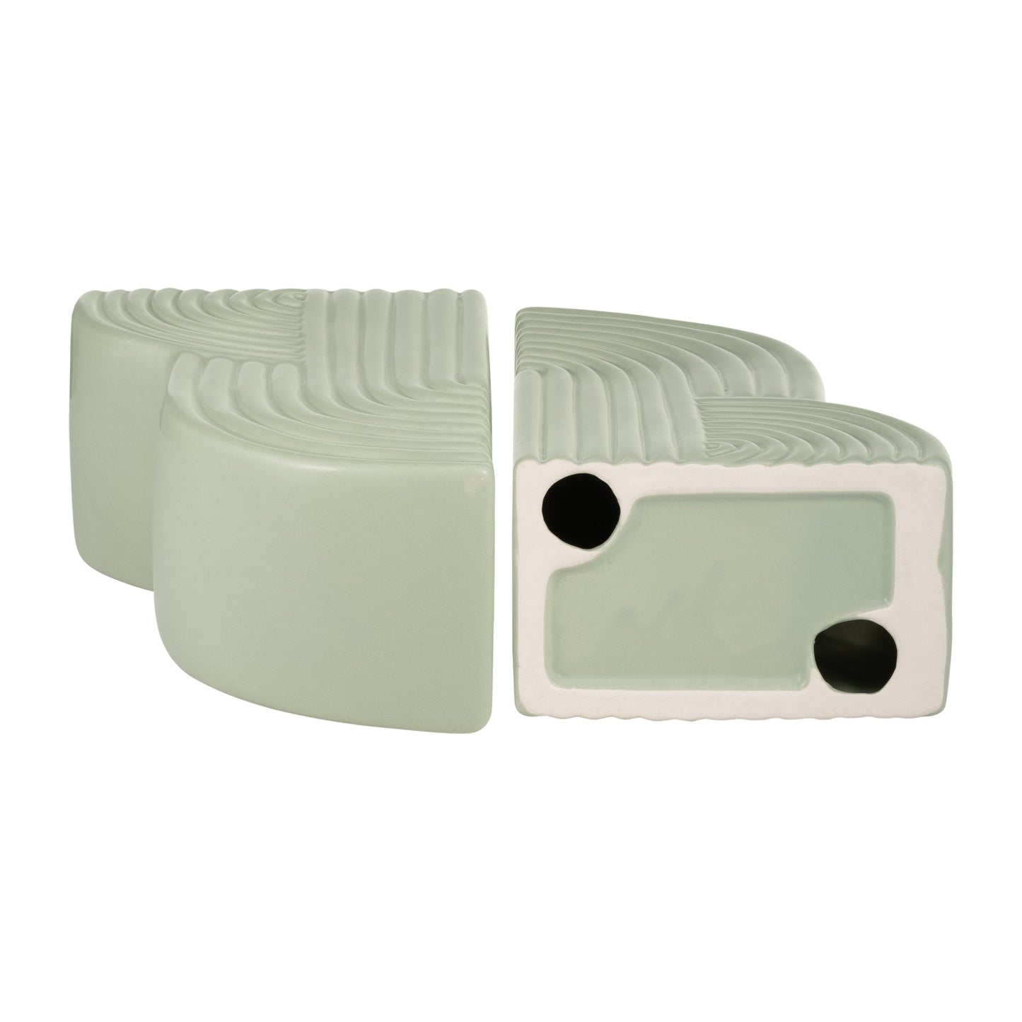 17951-02 CER, S/2 7" ARCH BOOKENDS, DARK SAGE( Sagebrook Home )