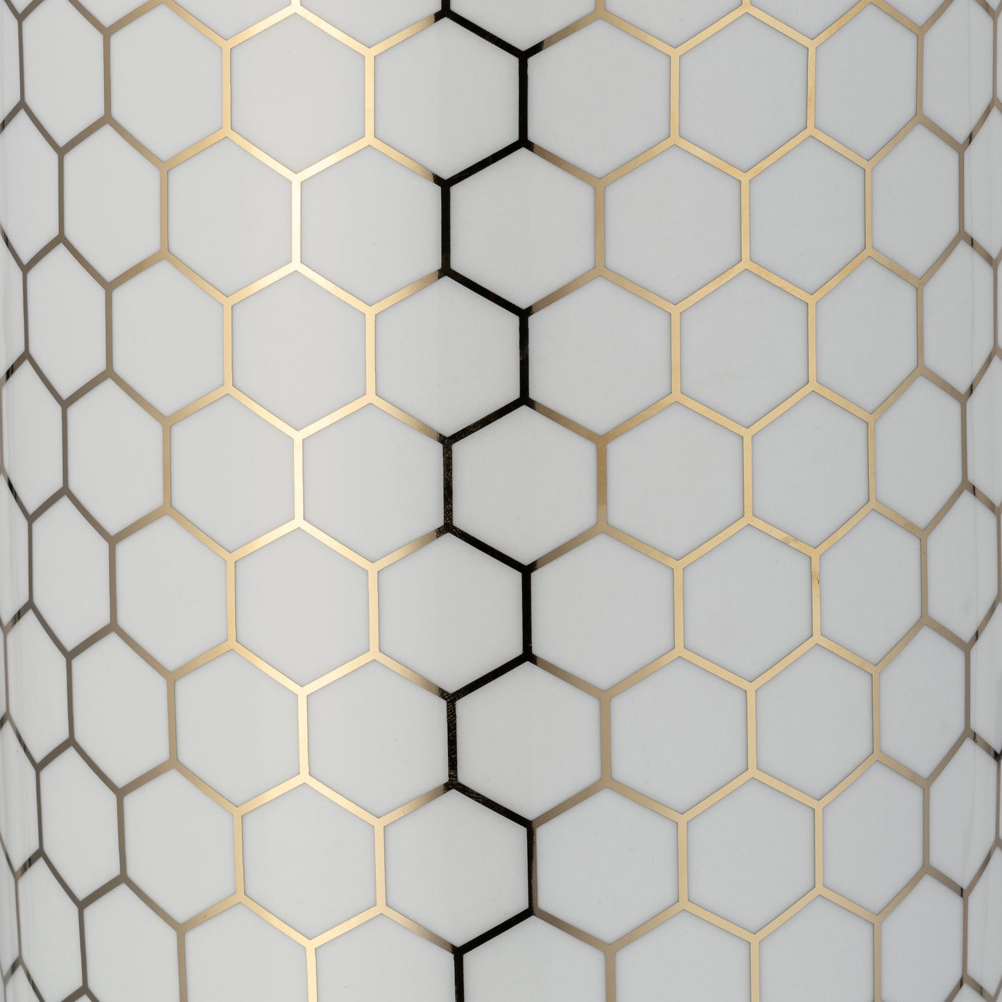 CER, 16" HONEYCOMB JAR W/ LID, GOLD