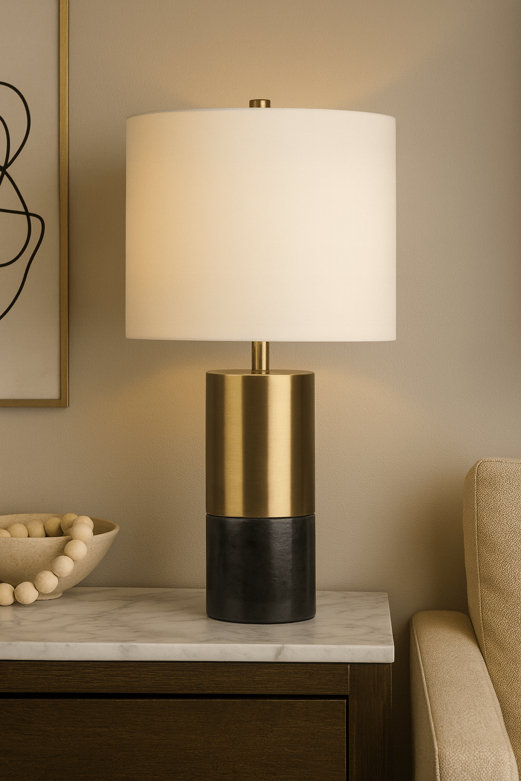 25" MANDRIL MARBLE TABLE LAMP