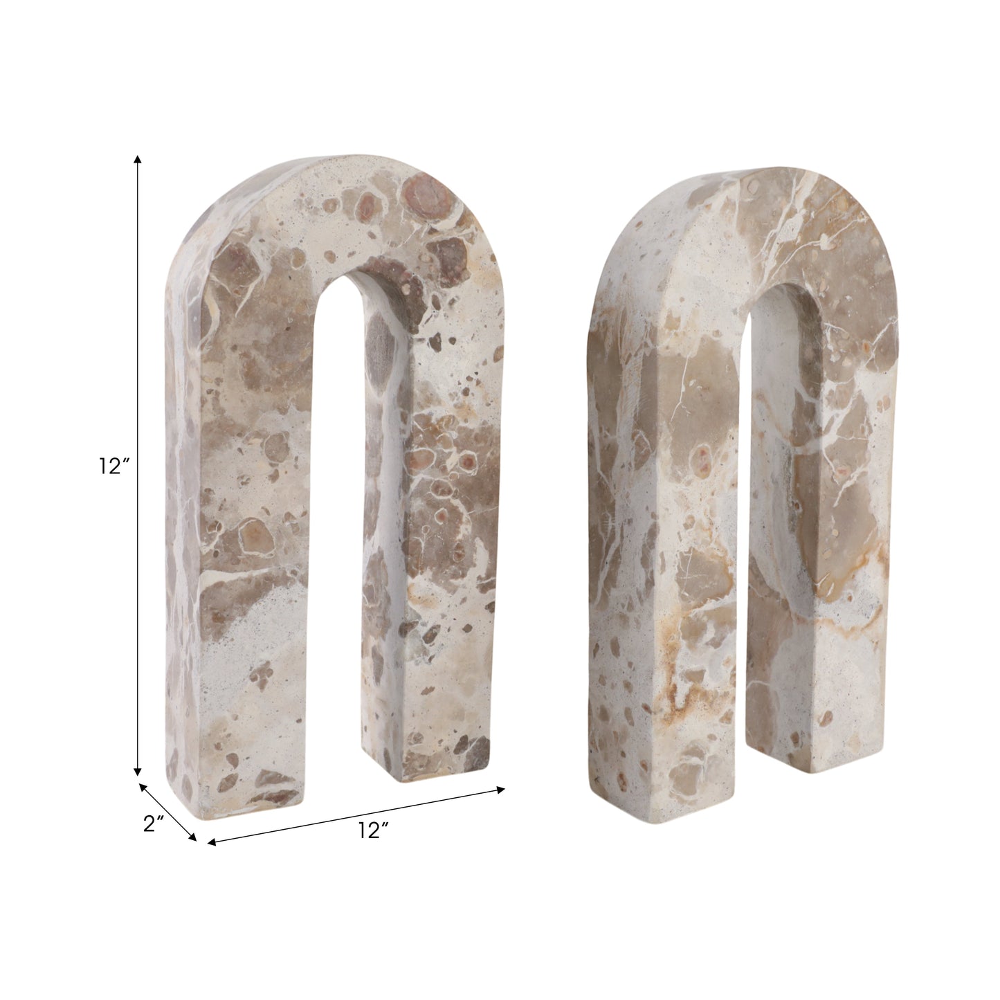 S/2 12" Pompano Beige Marble Arches