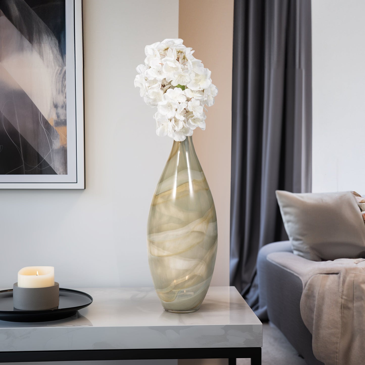 EV19449 |16" Charu Large Green Vase