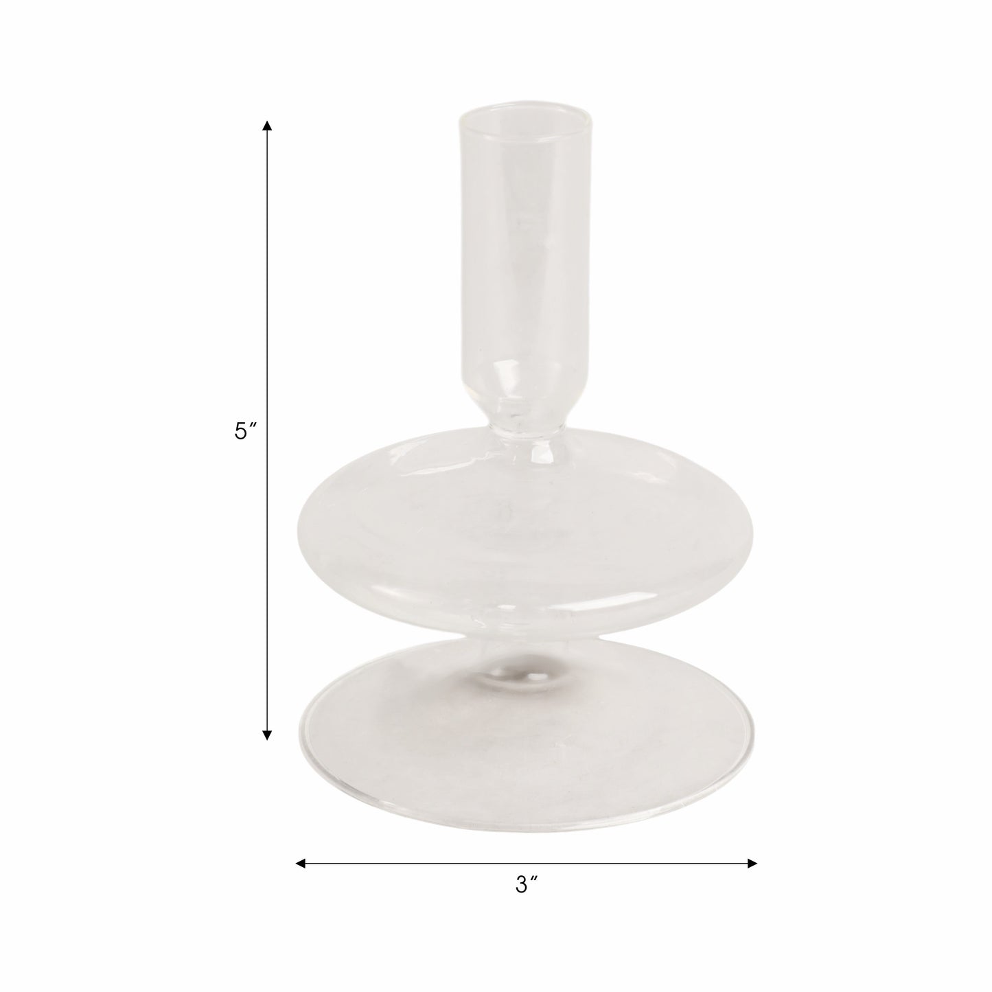 5" Vintage Glass Taper Candle Holder, Clear