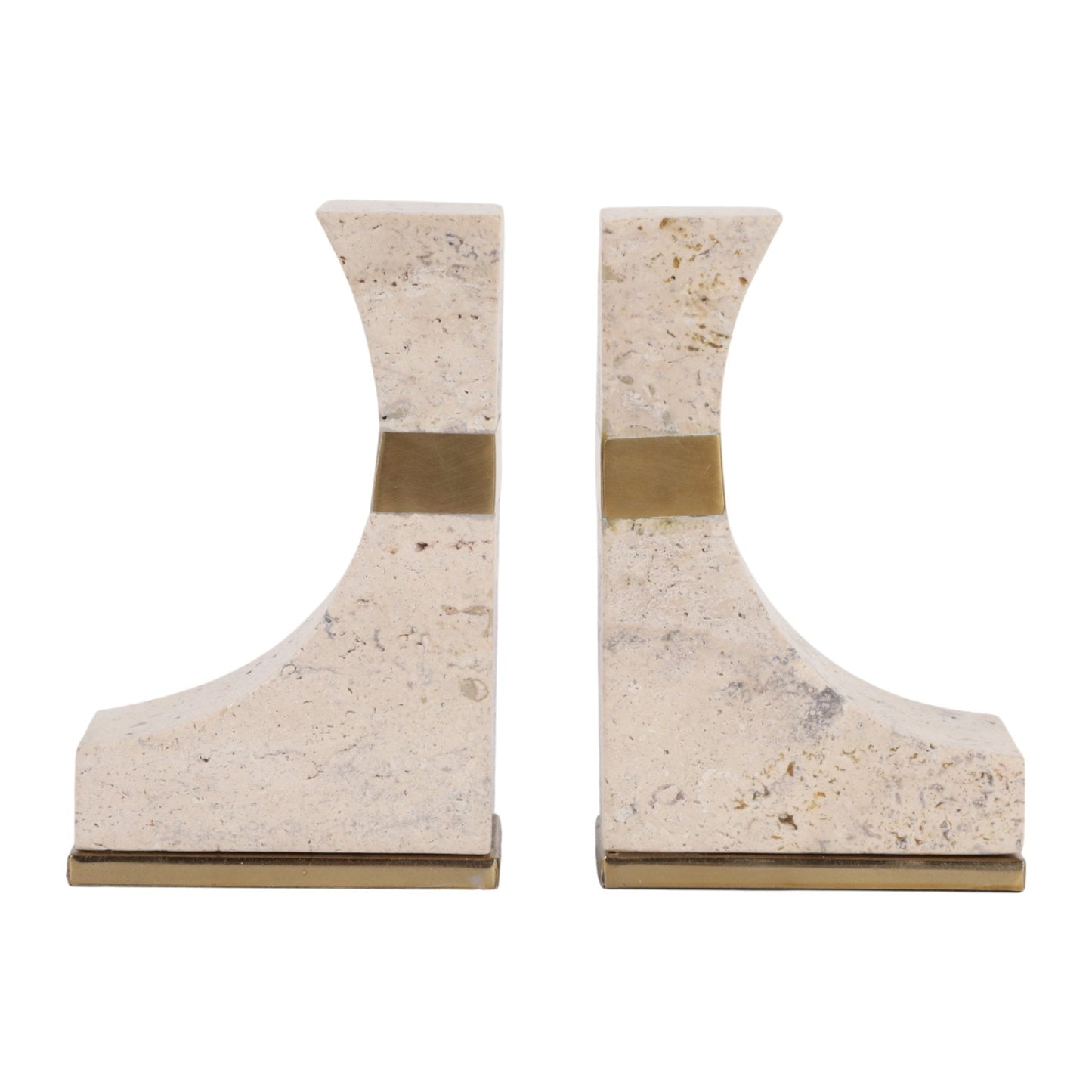 6" COLLASSA TRAVERTINE BOOKENDS3, TAN