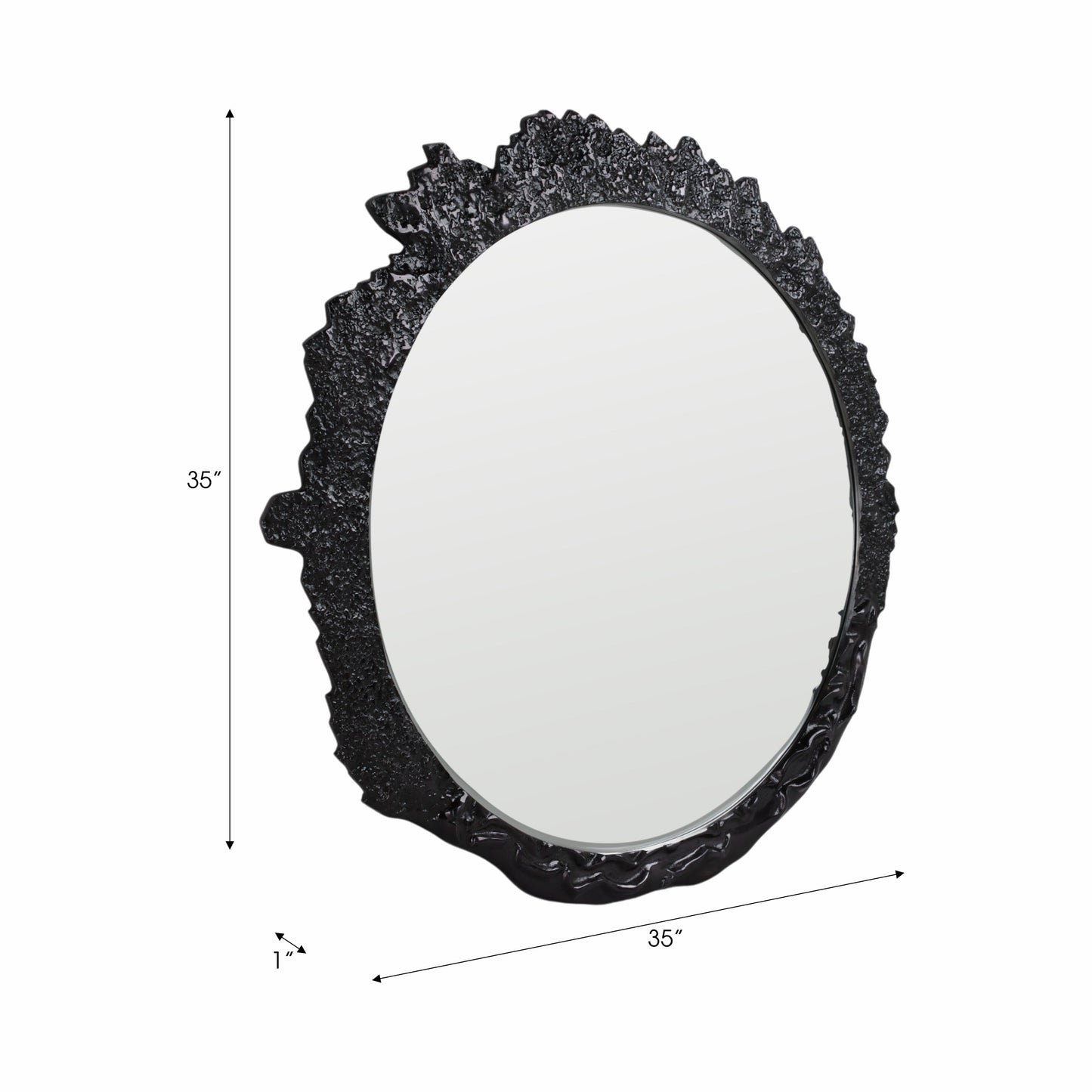 35" Eron Metal Wall Mirror, Black