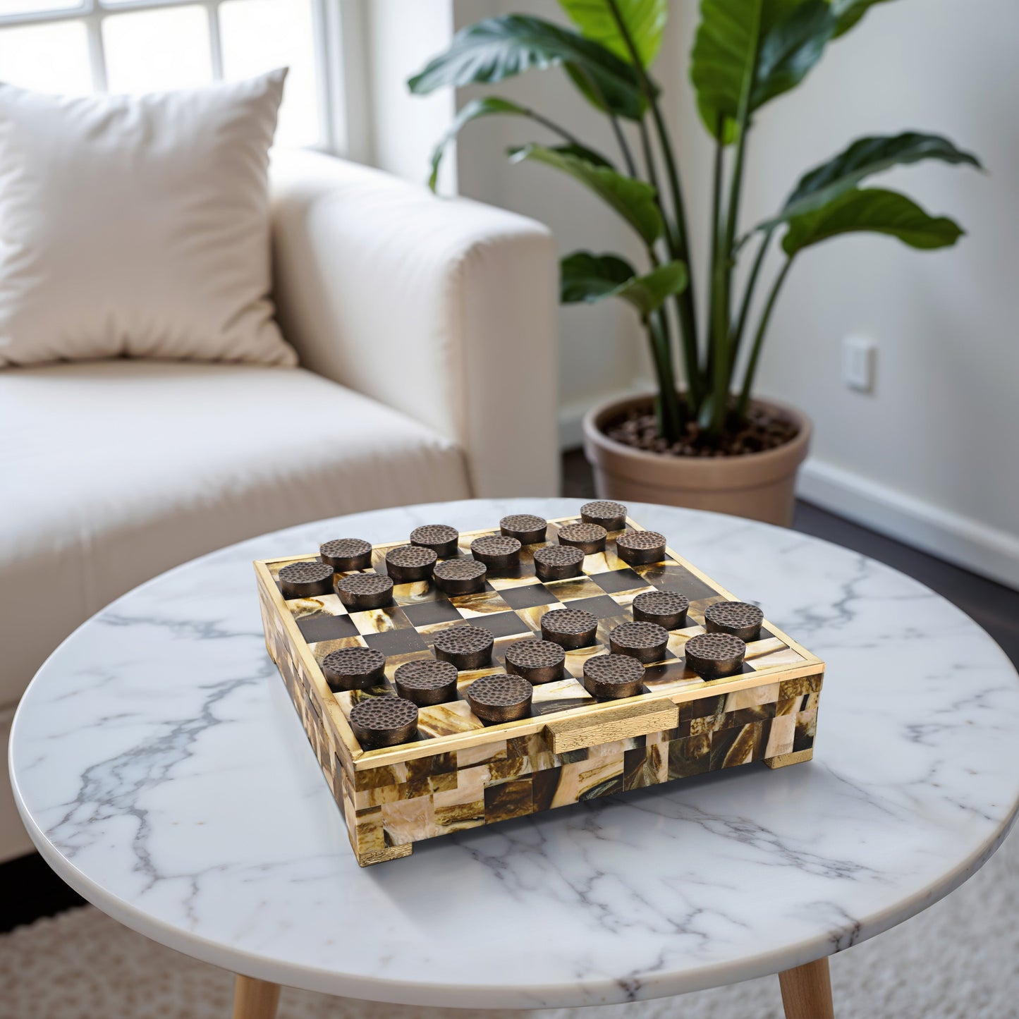 15x15" Allagash Horn Resin Checker Box Set