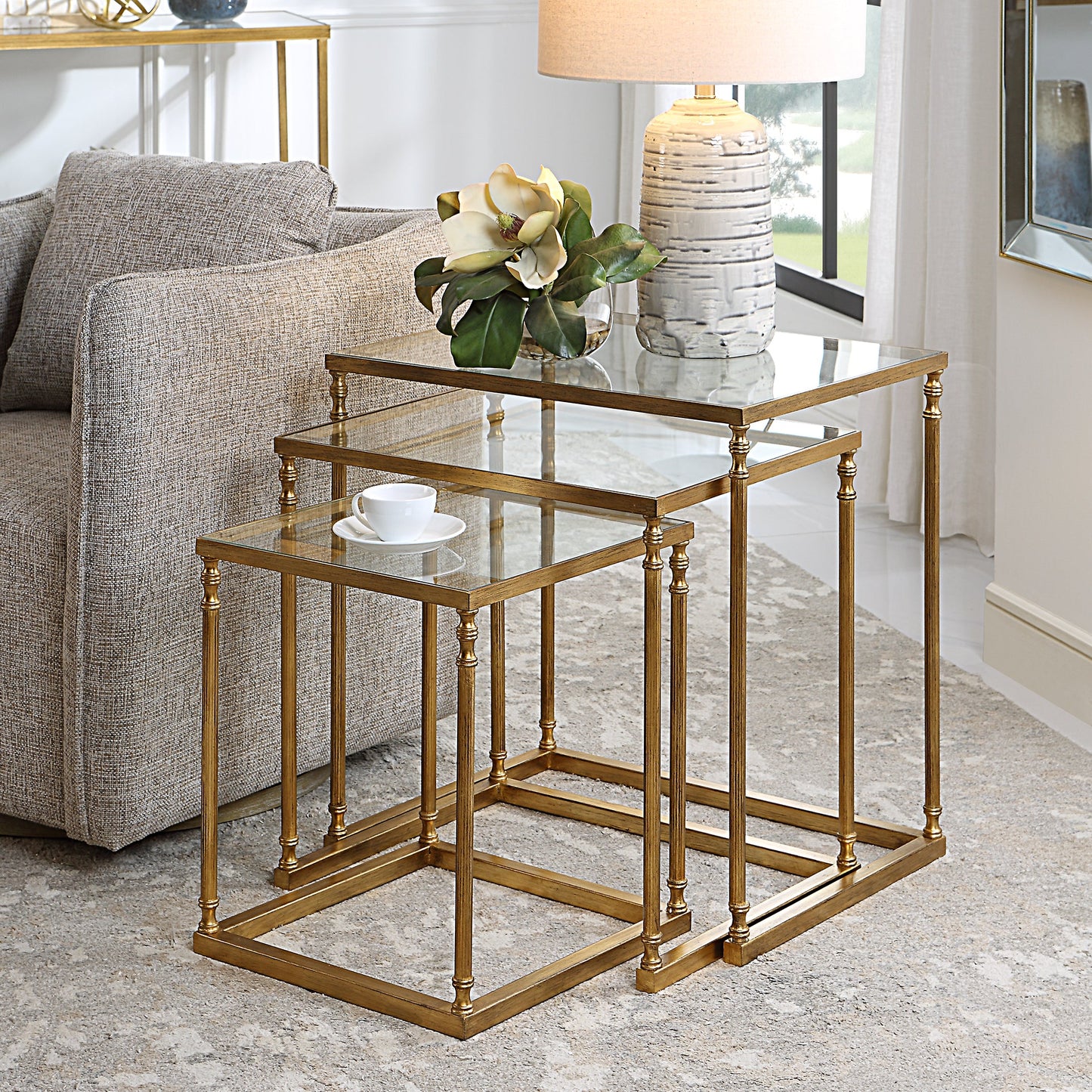 24067-C-UTT |Henzler 62 W x 46 H x 63 D Nesting Table - Mirror Top
