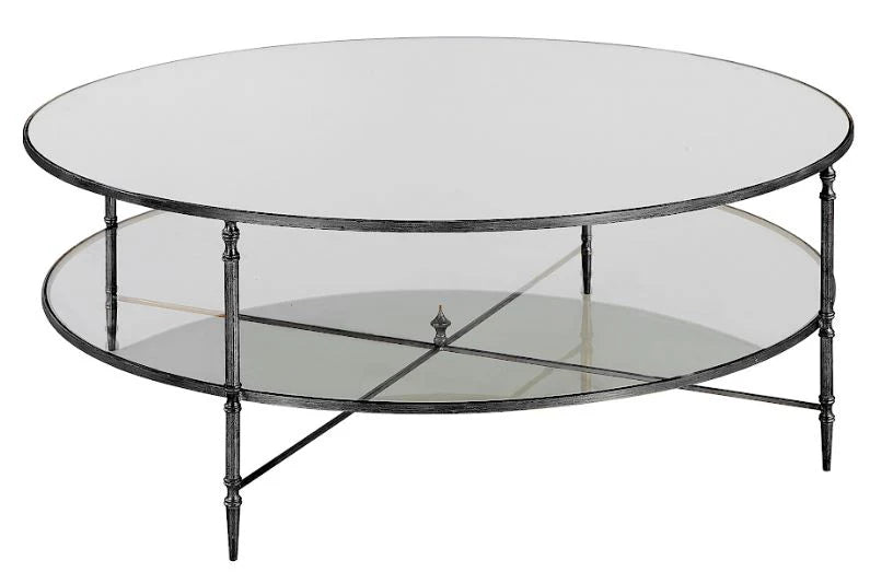Henzler 126 W x 49 H x 126 D Black Round Coffee Table with Mirror Top-black