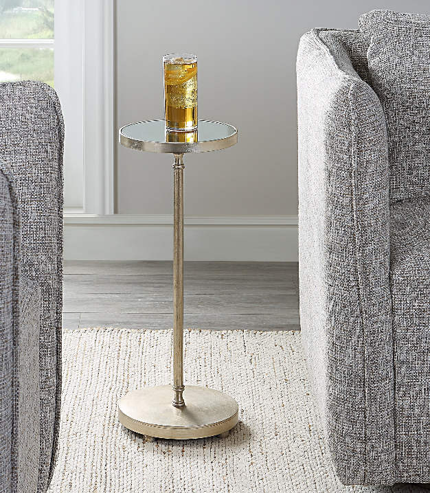 Henzler 25 W x 63 H x 25 D Round Accent Table with Mirror Top