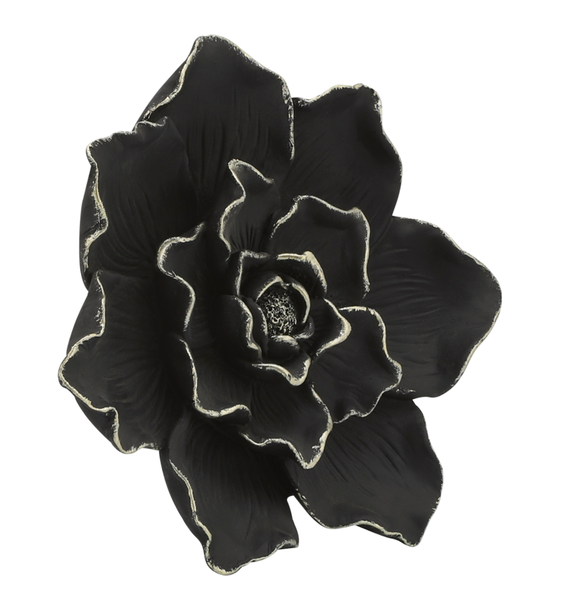 RESIN 9" FLOWER WALL ACCENT, BLACK