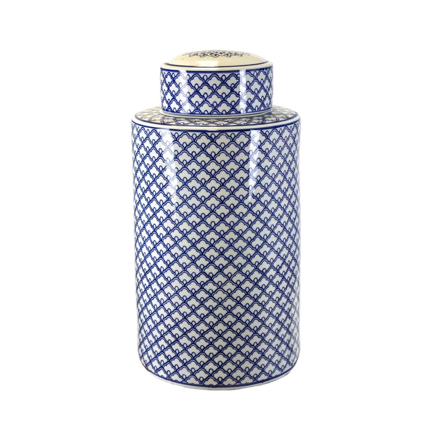 Decorative Covered Jar, Blue/White