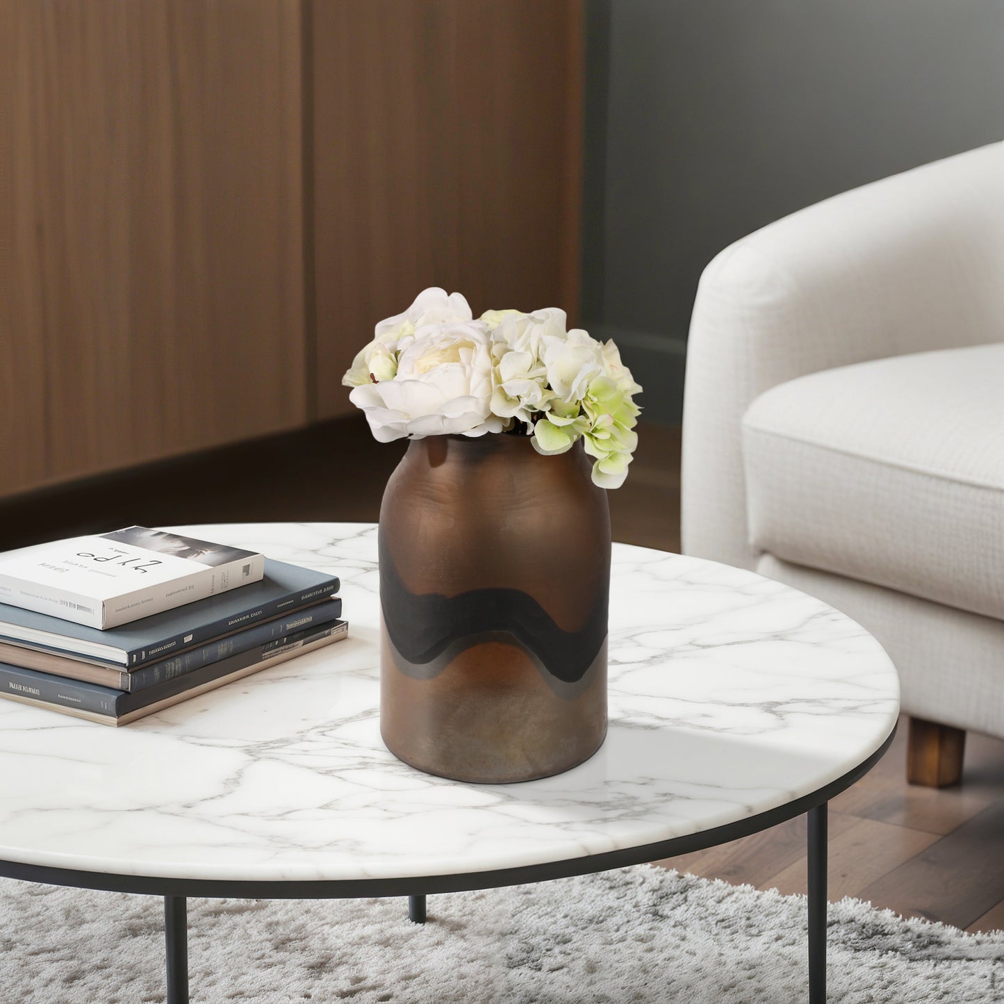 12" Mason Medium Brown Glass Vase