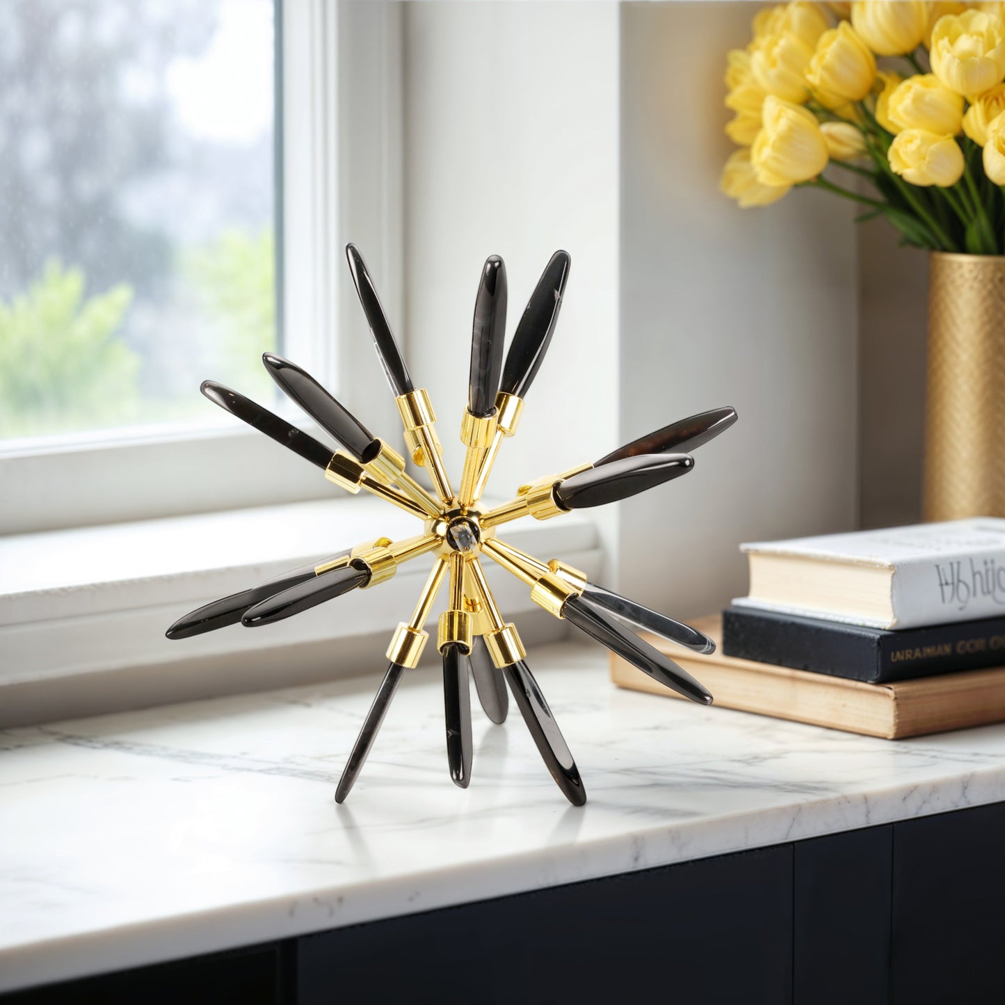 10" Fiona Large Black Stone Starburst Statuary Kd