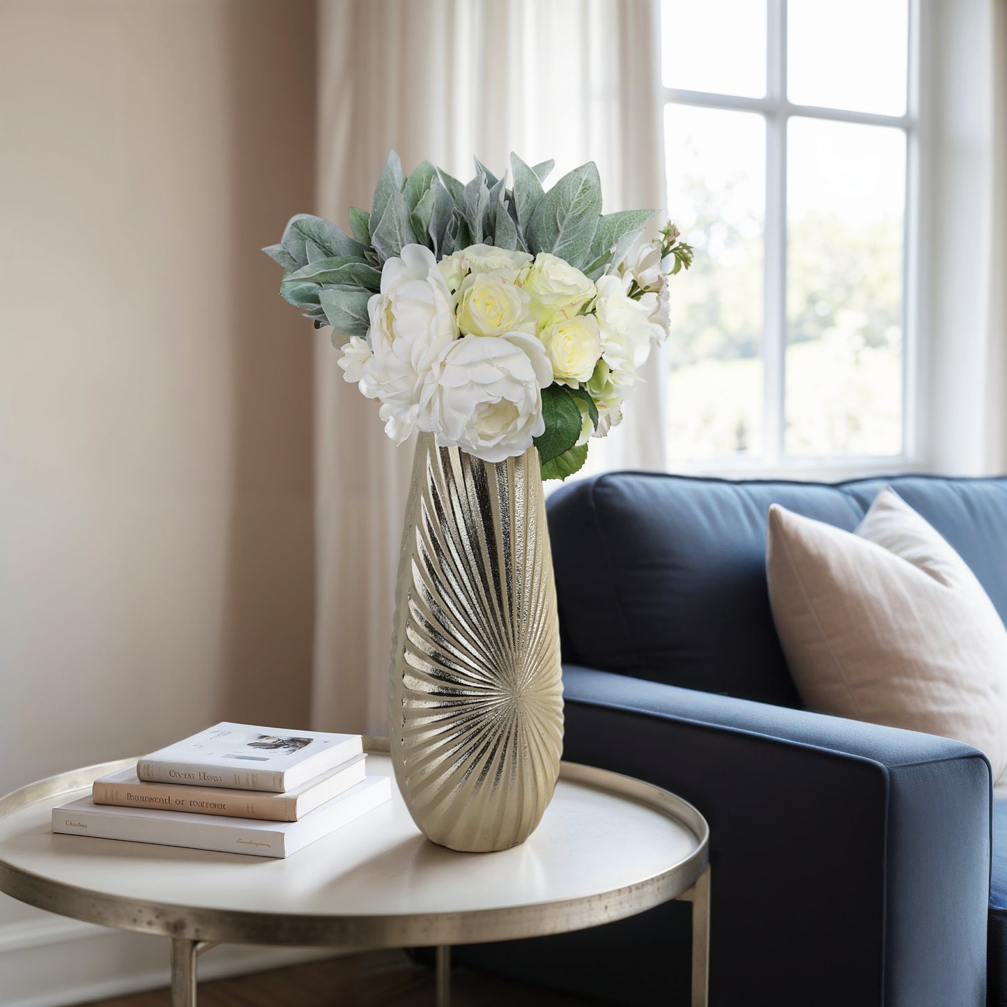 METAL, 16" BURST VASE, CHAMPAGNE