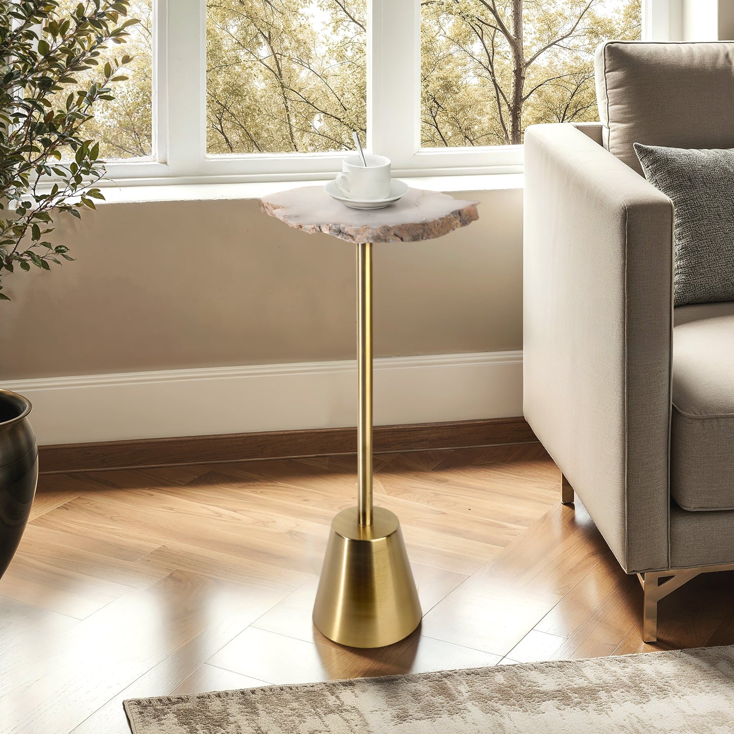 Golden stone accent Table
