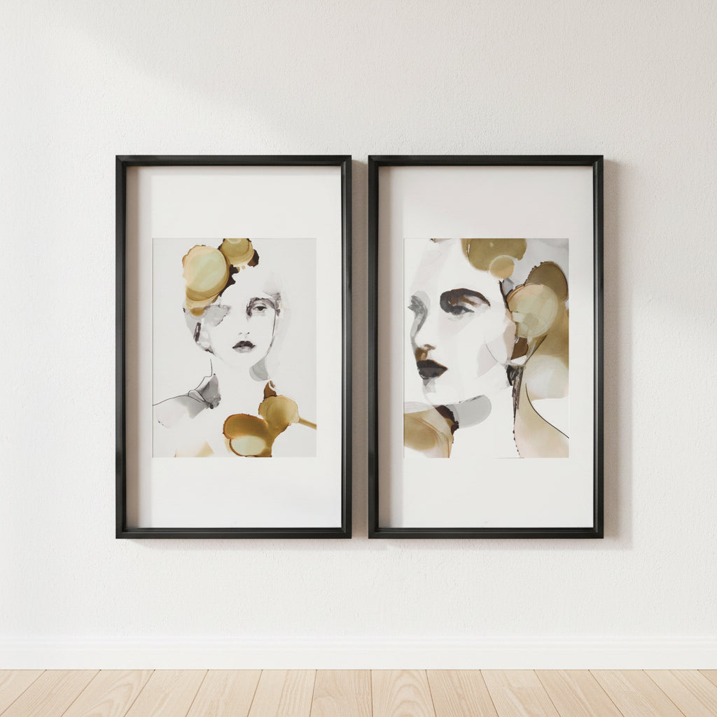 Organic Portrait Framed Prints, S/2