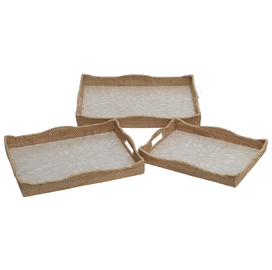 RATTAN, S/3 14/15/17" RECTANGULAR TRAY, NATURAL