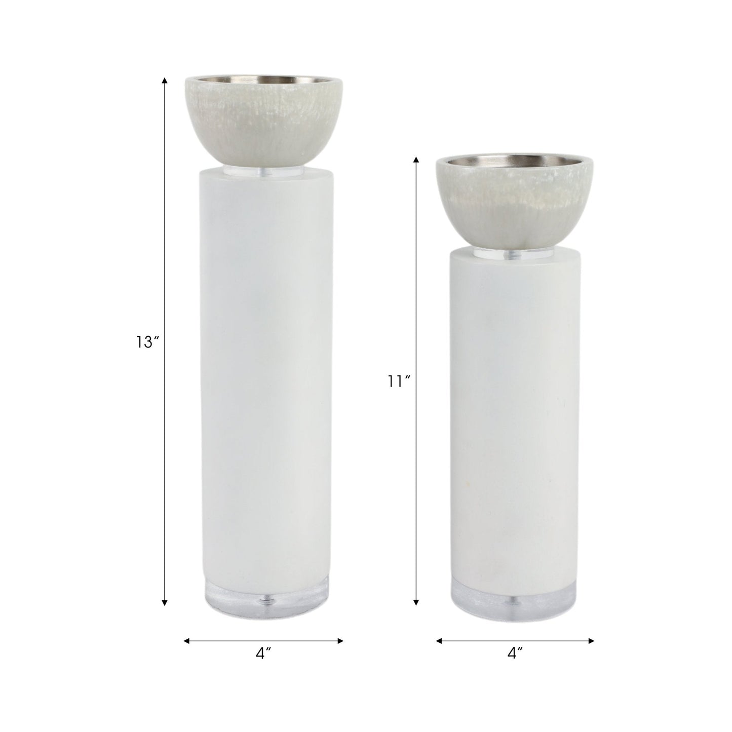 S/2 13/11" Colchester Wood And Mica Resin Candle H