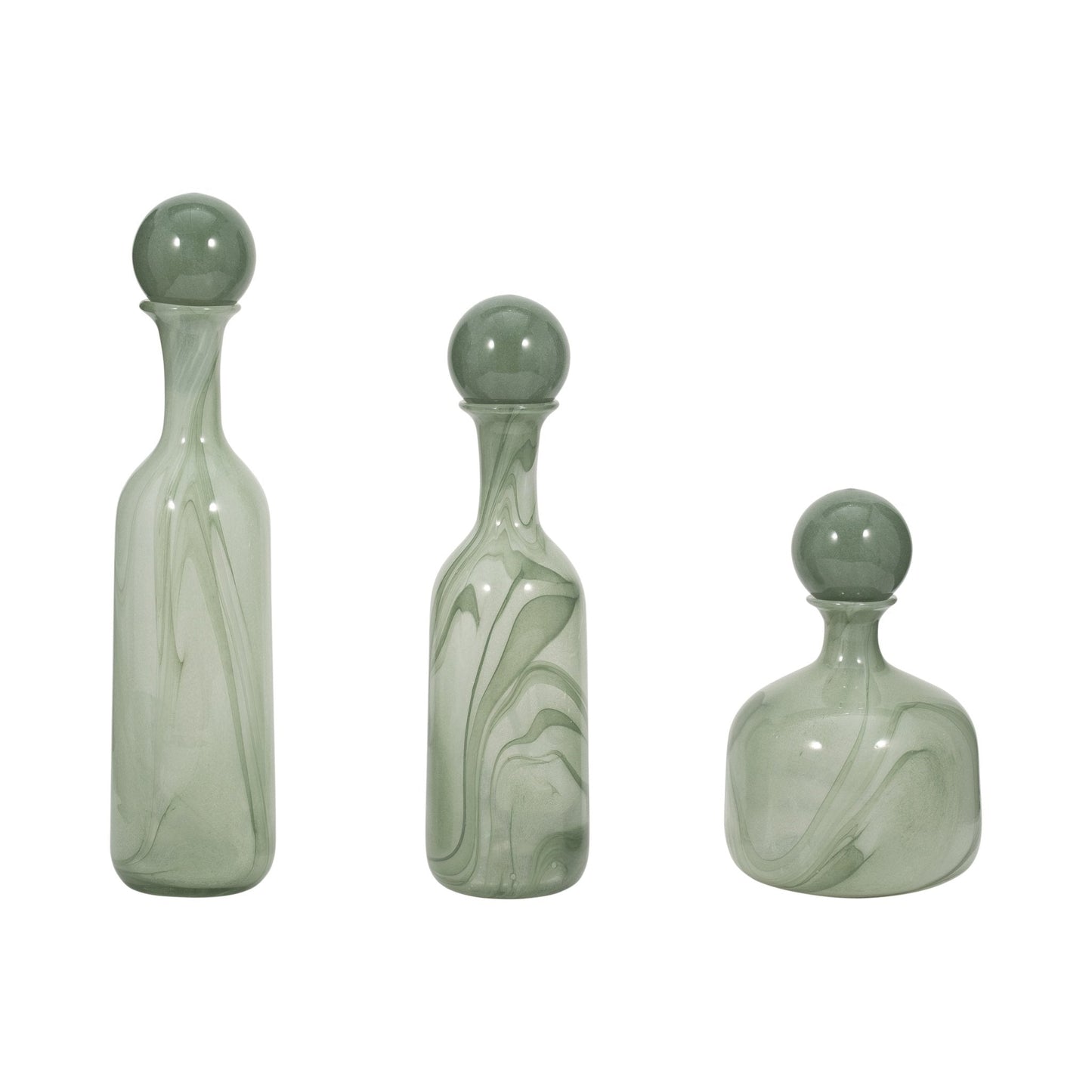 S/3 12/17/19" Verena Green/Blue Lidded Glass Bottles |EV19452-01