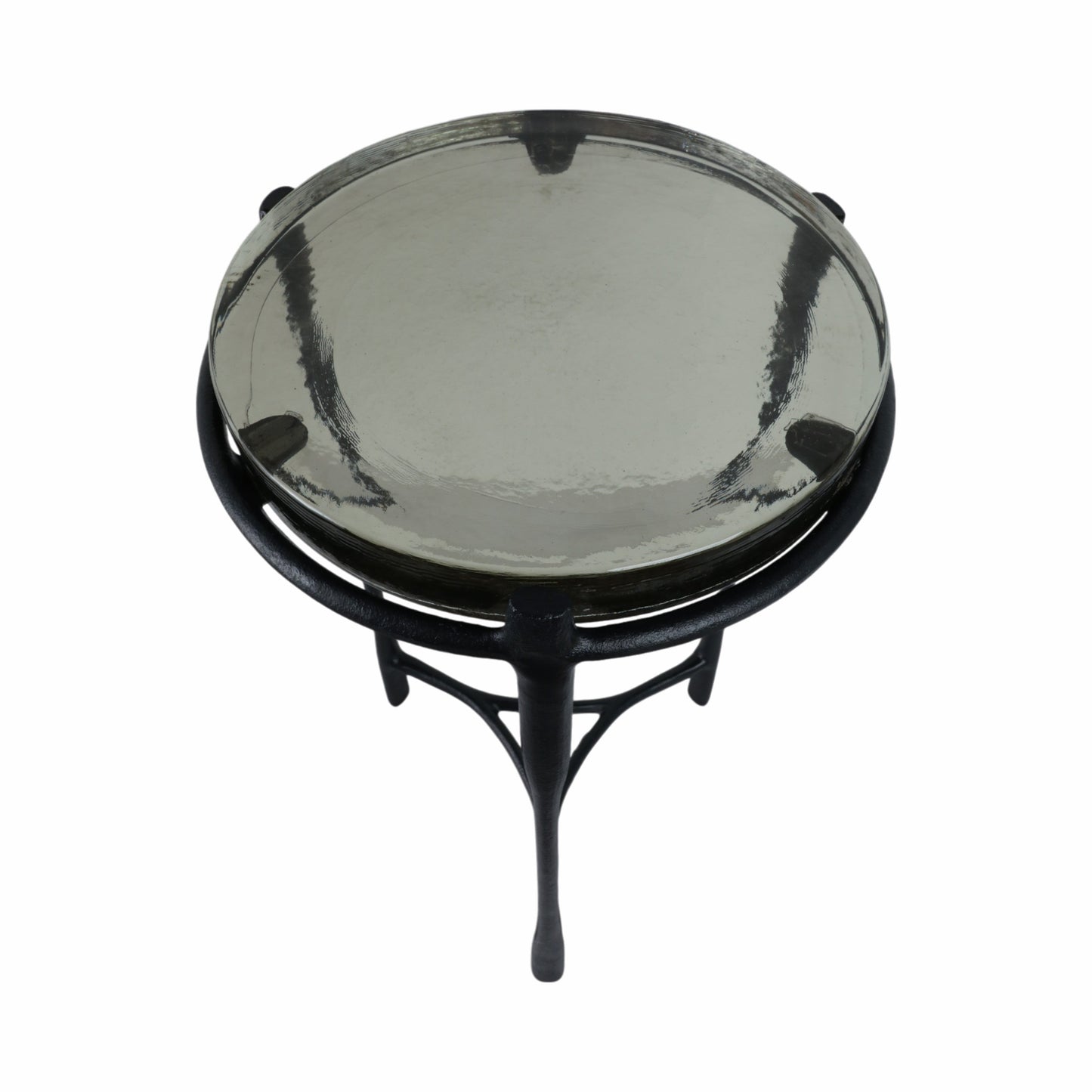 S/2 26" Adonia Gunmetal Recycled Glass Accent Tabl