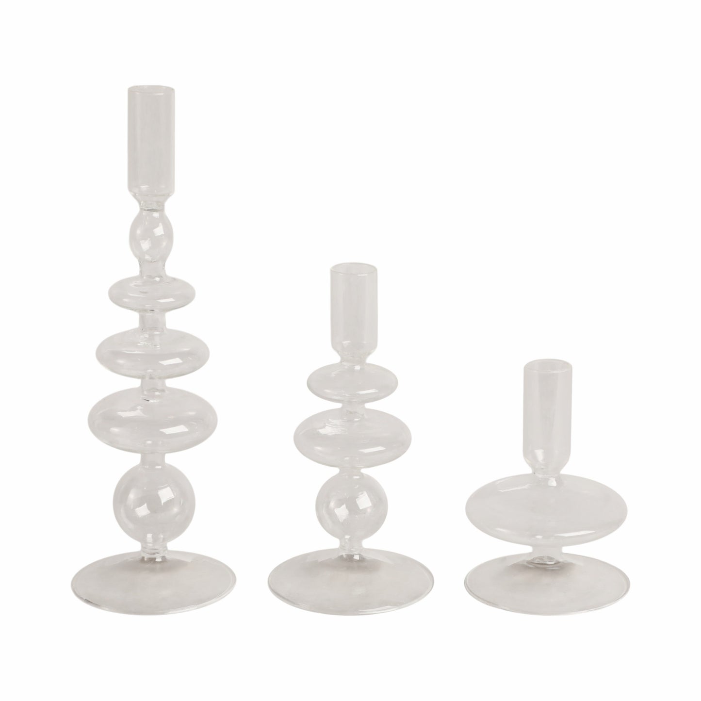 7" Vintage Glass Taper Candle Holder, Clear