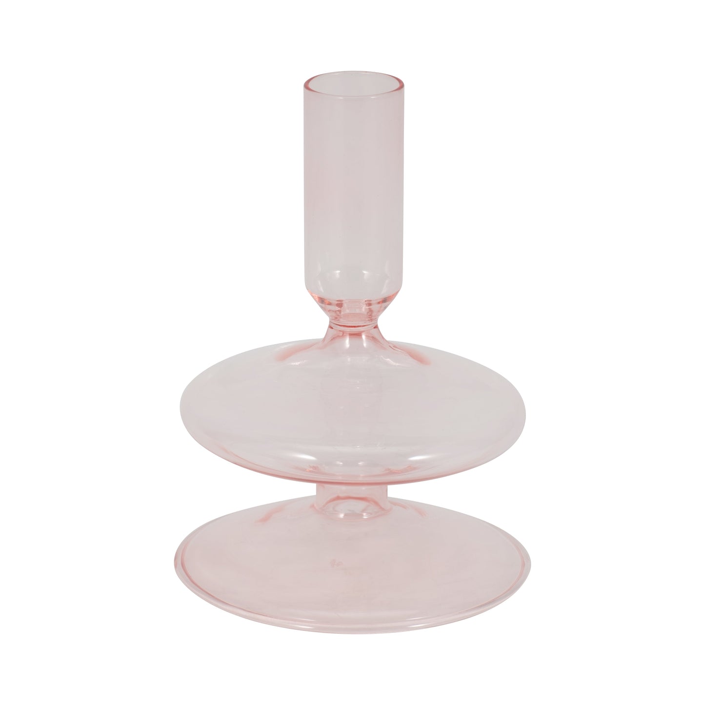 20118-10 |5" Vintage Glass Taper Candle Holder, Pink