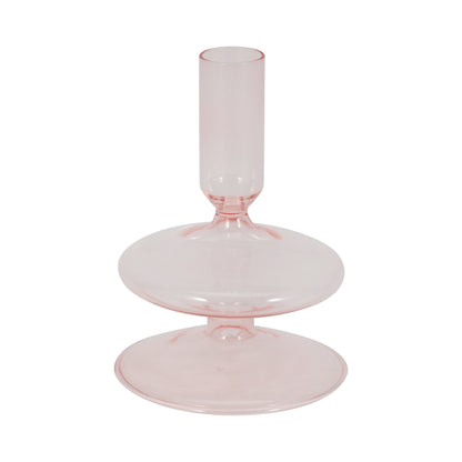 20118-10 |5" Vintage Glass Taper Candle Holder, Pink