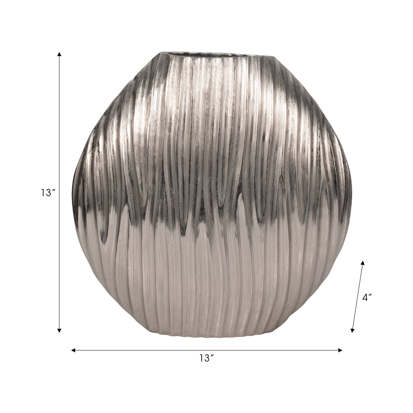 EV19178-02 |Metal, 13" Forli Medium Silver Vase