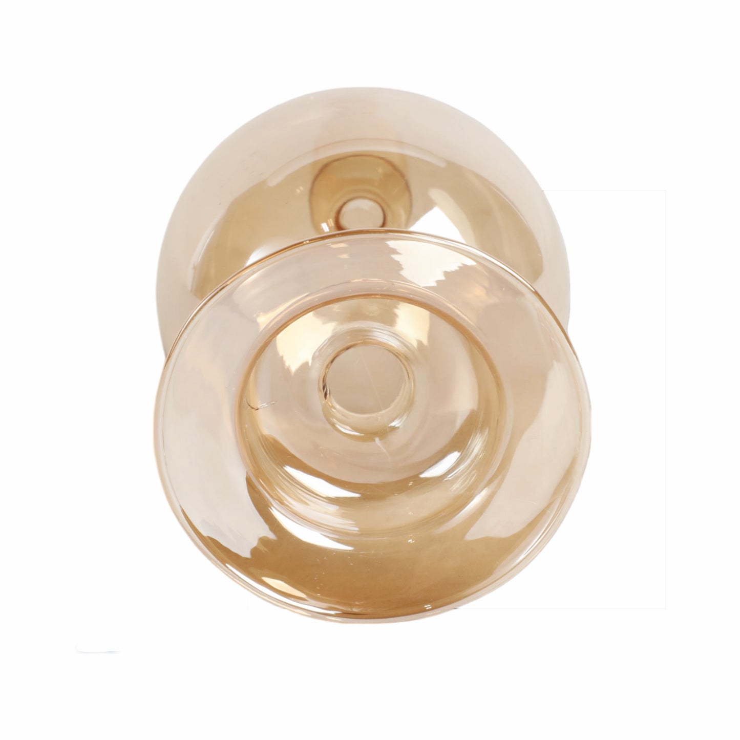 7" Glass Bubble Taper Candle Holder, Gold Luster