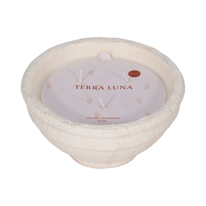 8" 16 Oz Spiced Cranberry Bowl Candle, White