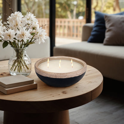 12" 57 Oz Spiced Cranberry Bowl Candle, Dark Blue