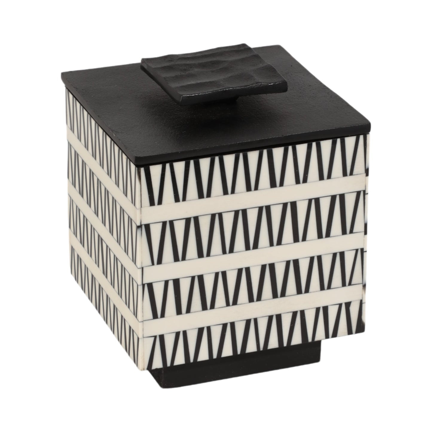 S/2 7/10" Gobiel Black & White Resin Boxes