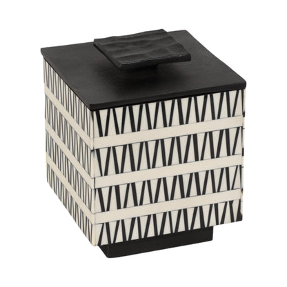 S/2 7/10" Gobiel Black & White Resin Boxes