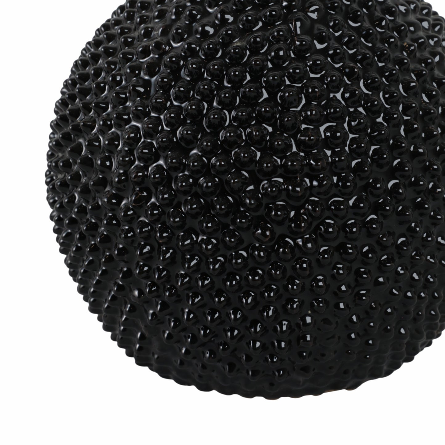 EC, GLOSS BLACK SPIKED CERAMIC VASE 8"