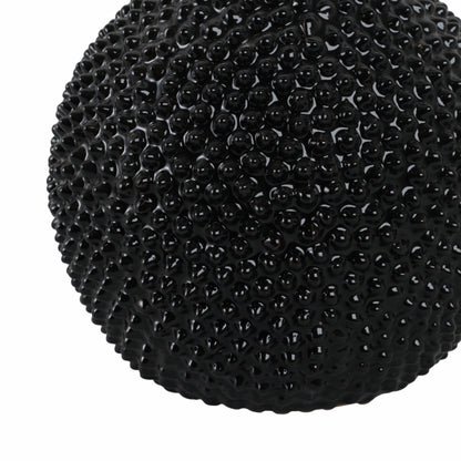 EC, GLOSS BLACK SPIKED CERAMIC VASE 8"
