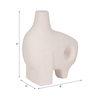 9" Funky Abstract Rough Textured Object, White