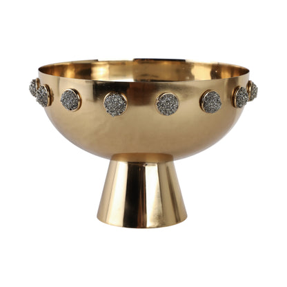 10" Adalyn Pyrite Stone And Steel Bowl