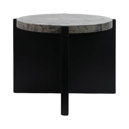 24"livio Pyrite Semi-precious Stne&wood Accent Tbl