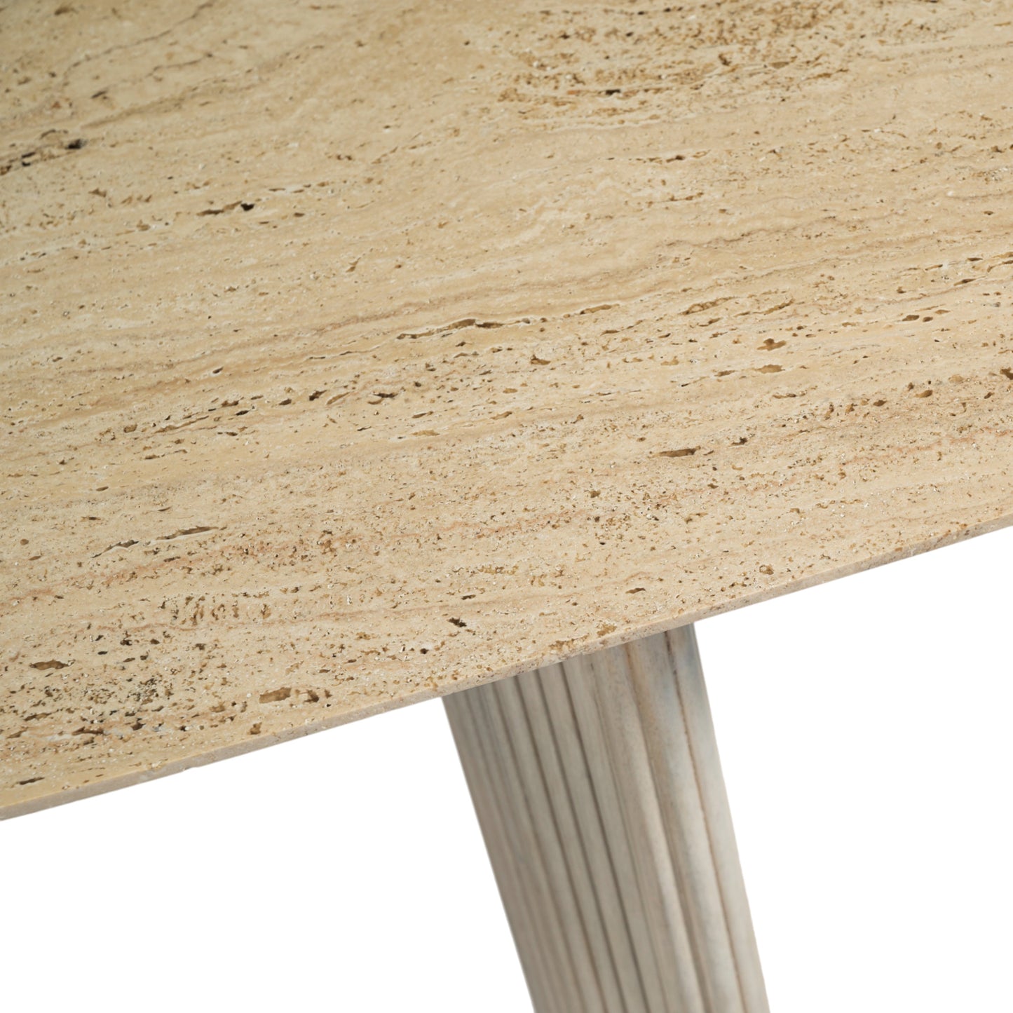 EV21206-03 |60"catalina Travertine&fluted Wood Console Tble/kd