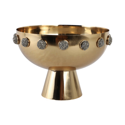 10" Adalyn Pyrite Stone And Steel Bowl