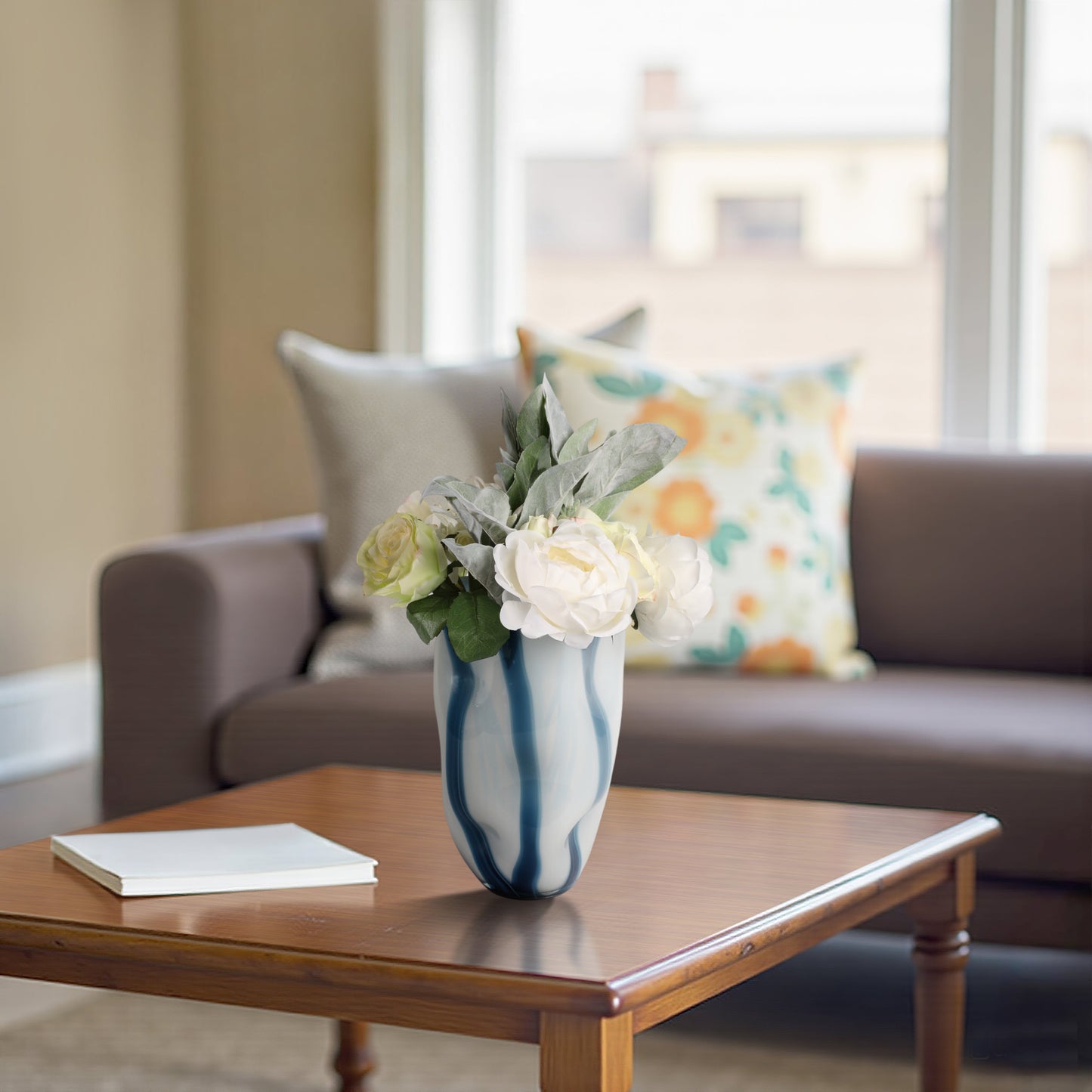 11" Beldan Medium Blue Glass Vase