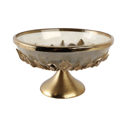 13" Eaves Glass And Metal Bowl